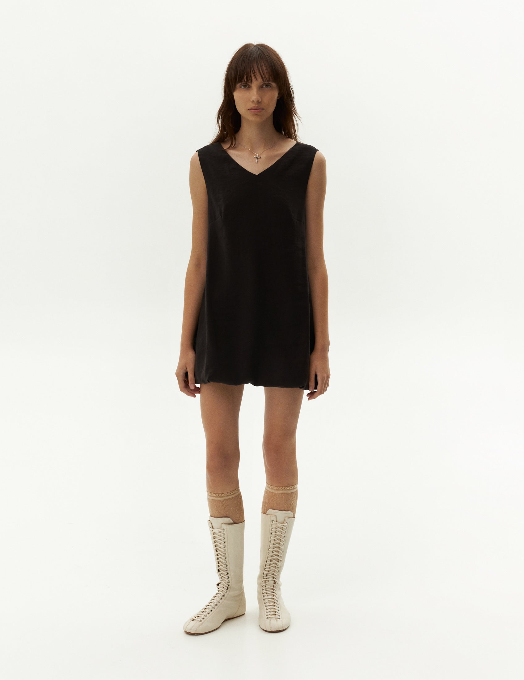 Black short ballon dress from Ukrainian brand FORMA. ФОРМА одяг онлайн, чорна коротка сукня