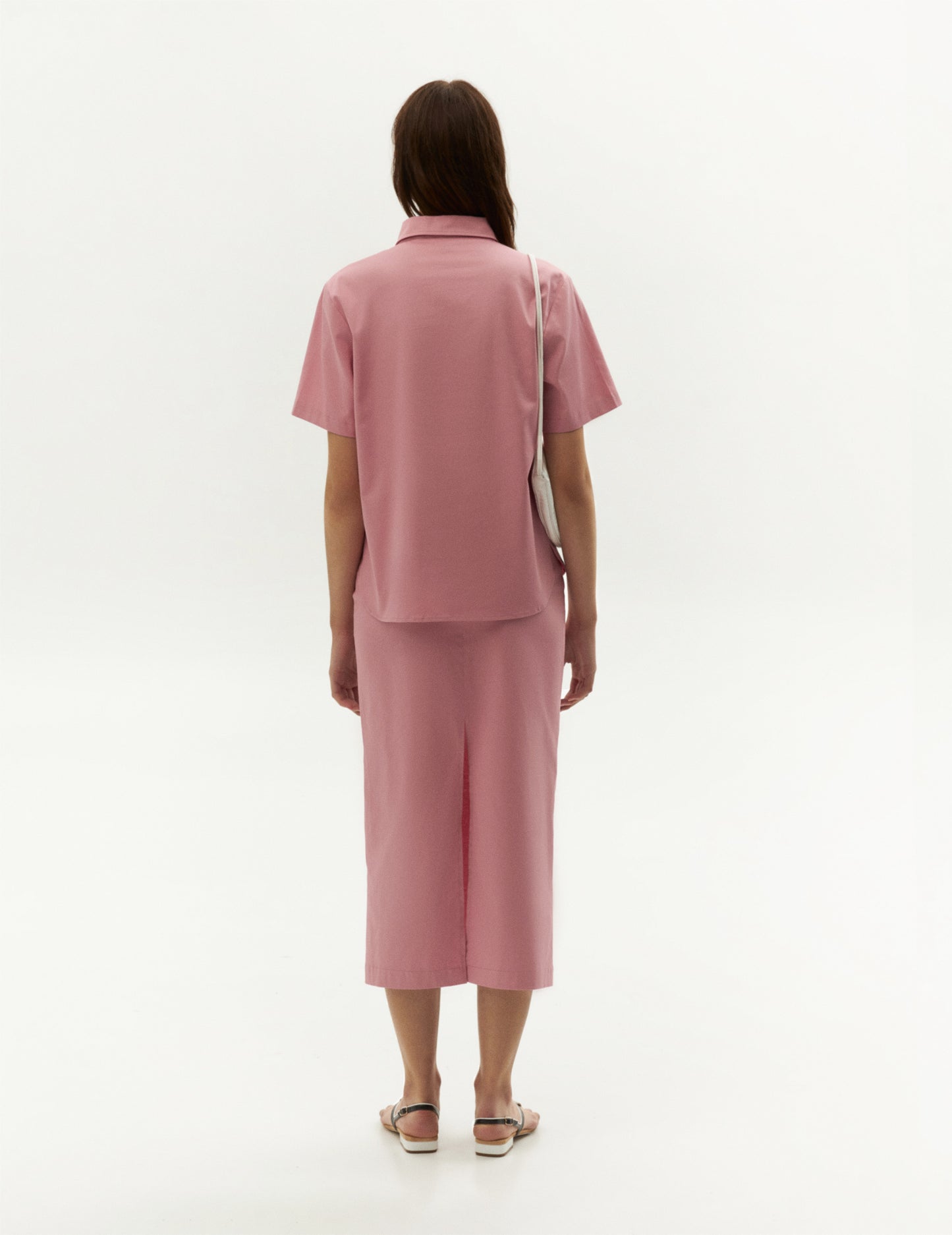 Fashion pink suit from FORMA brand, clothing online. Довга спідниця рожевого кольору із бавовни від бренду ФОРМА