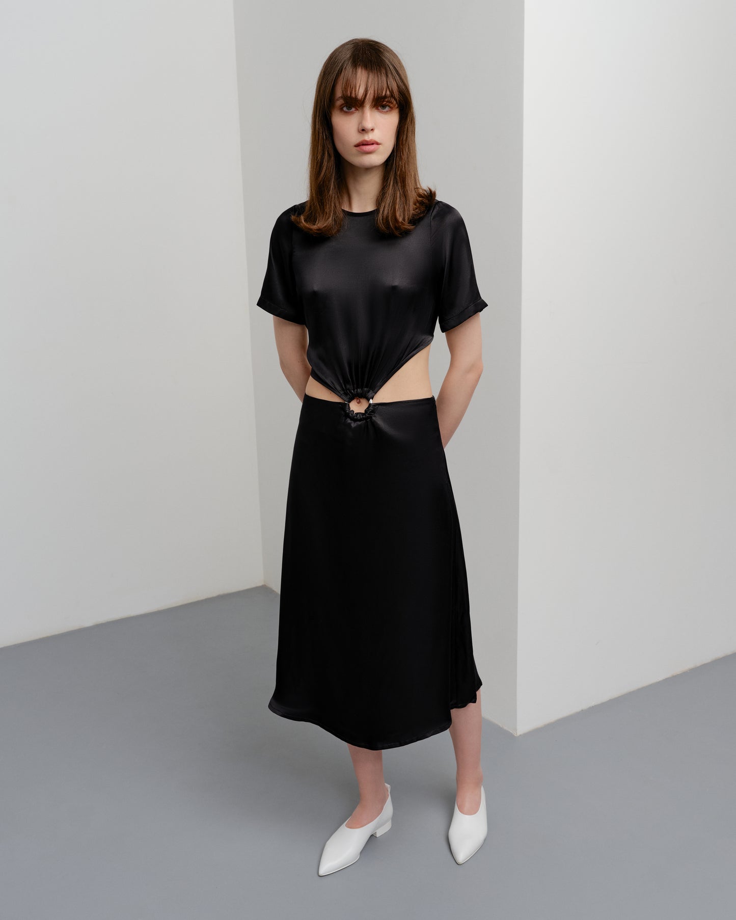 Asymmetric cut-out midi dress (convertible — dress, top, skirt in 1)-Dress-Forma Brand