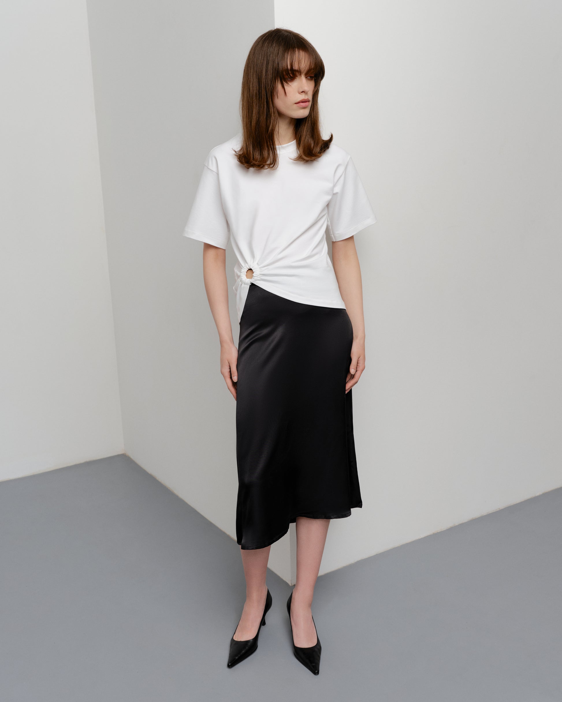 Asymmetric cut-out midi dress (convertible — dress, top, skirt in 1)-Dress-Forma Brand