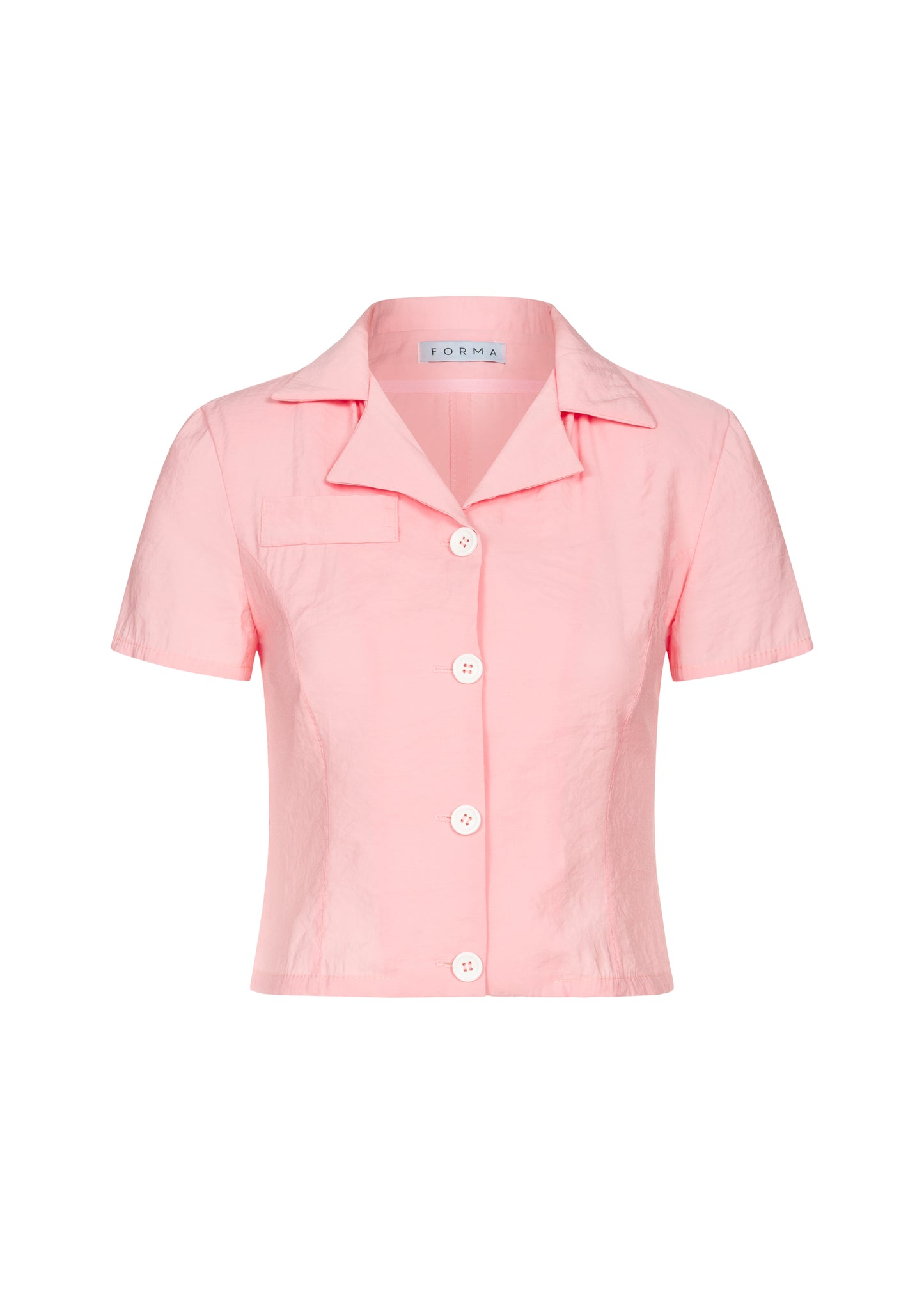 Pink Lapel collar cropped blazer jacket with short sleeves