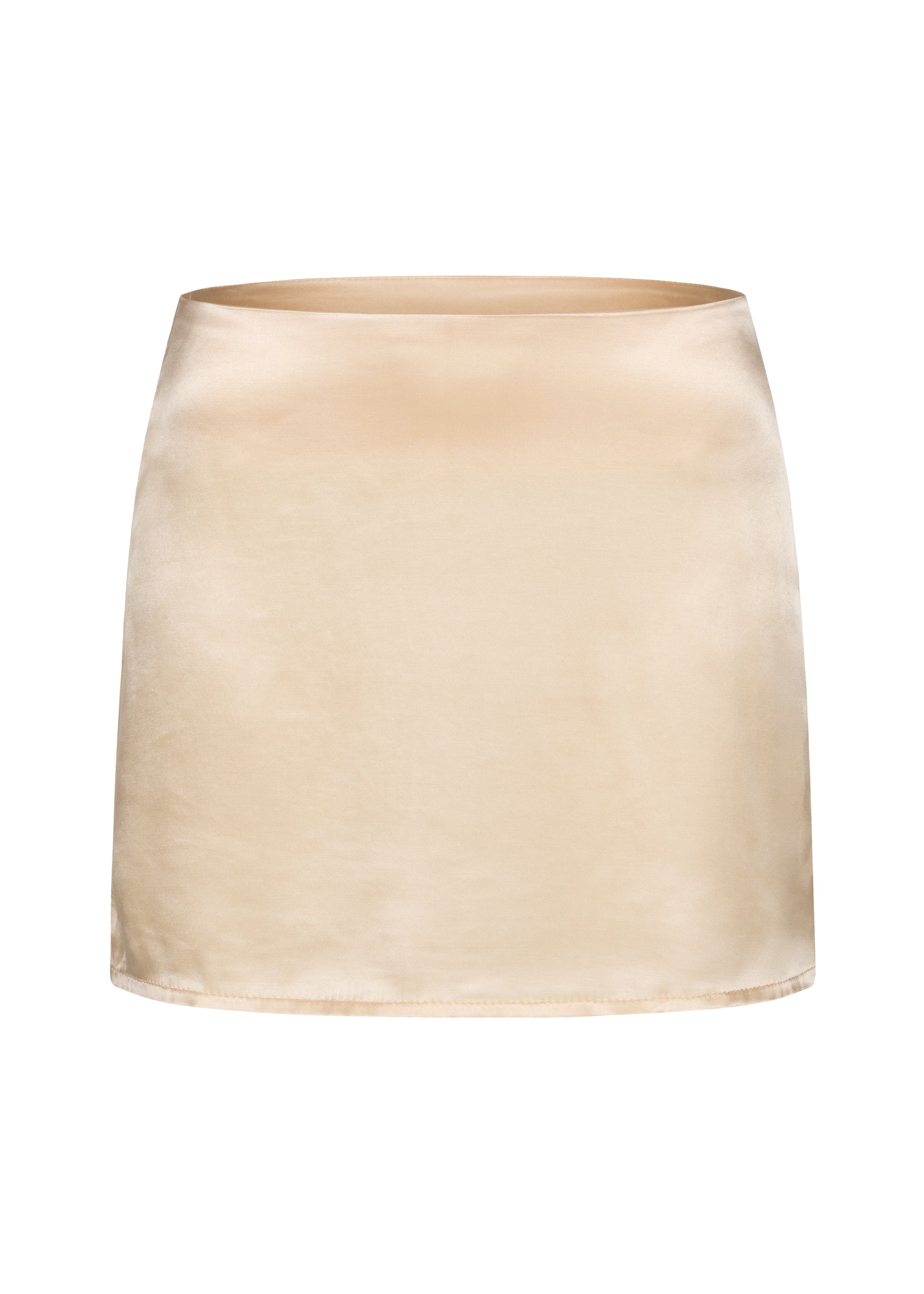 low waist mini silky skirt in creme color from FORMA clothing brand
