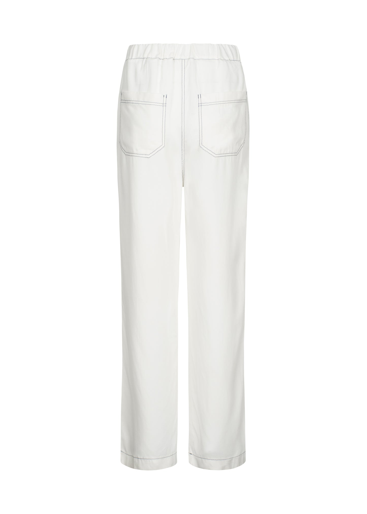 Viscose milky-white contrast-stitch straight trousers from FORMA featuring a mid-rise elasticated waistband