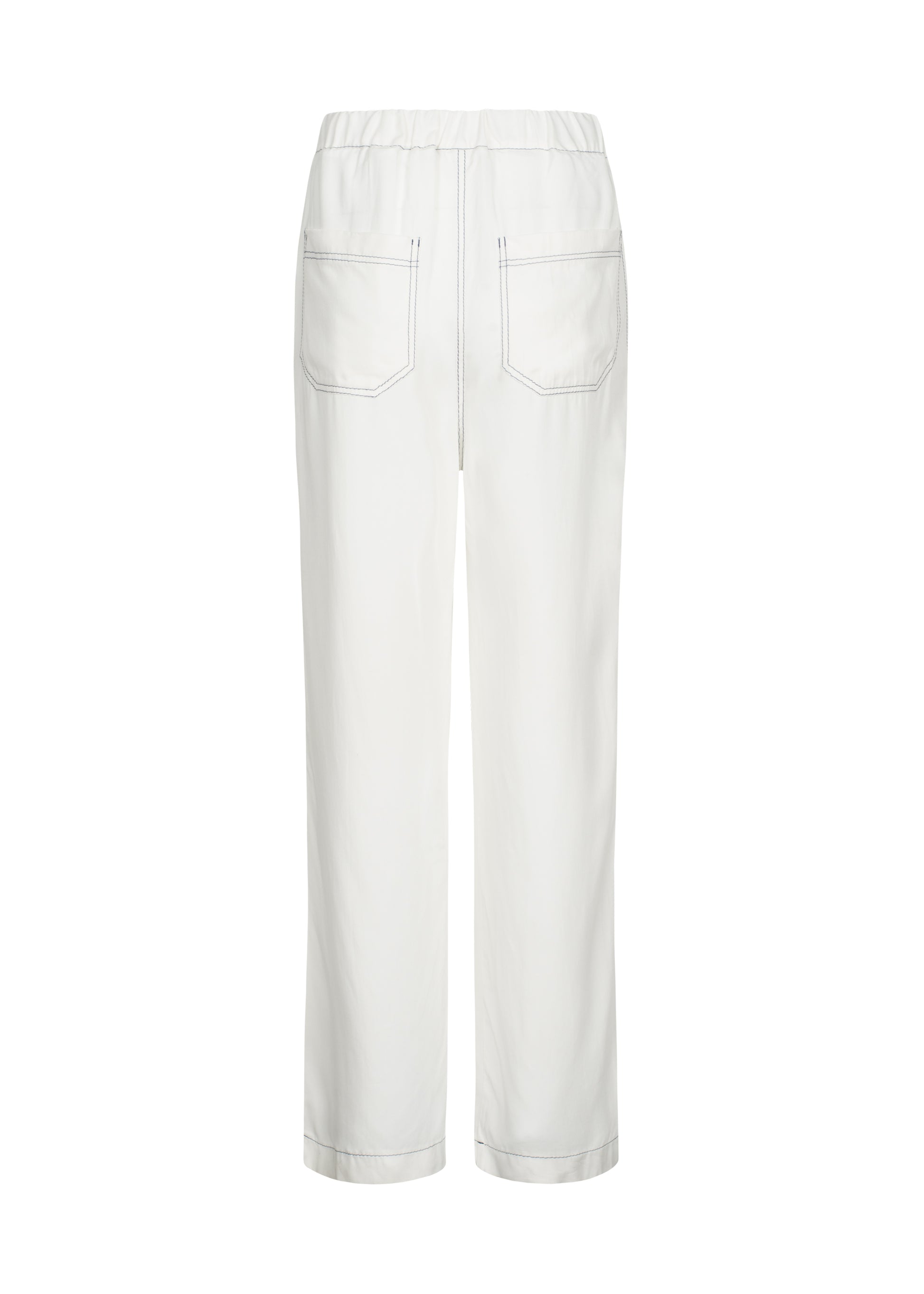 Viscose milky-white contrast-stitch straight trousers from FORMA featuring a mid-rise elasticated waistband