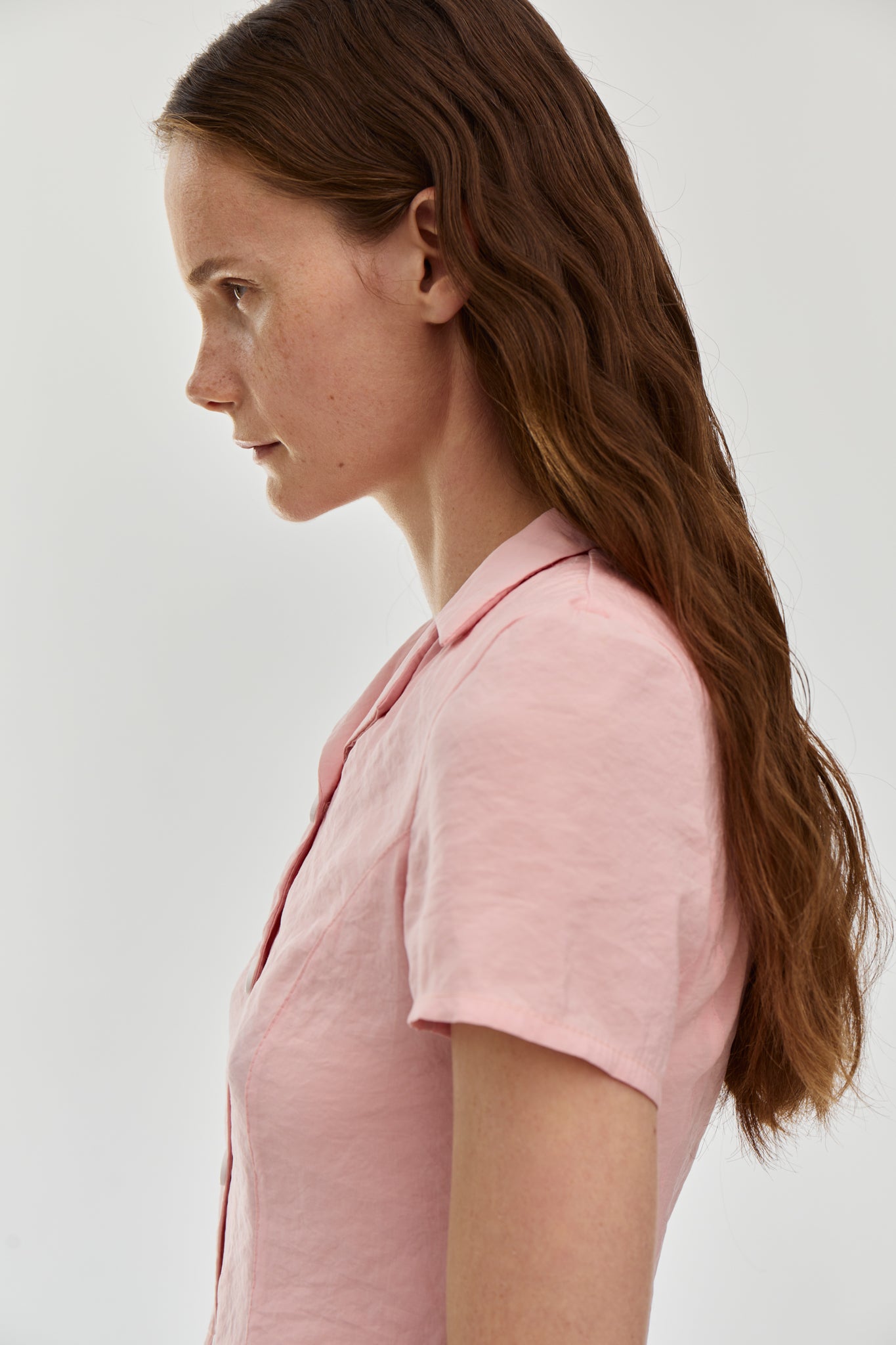 Pink Lapel collar cropped blazer jacket with short sleeves