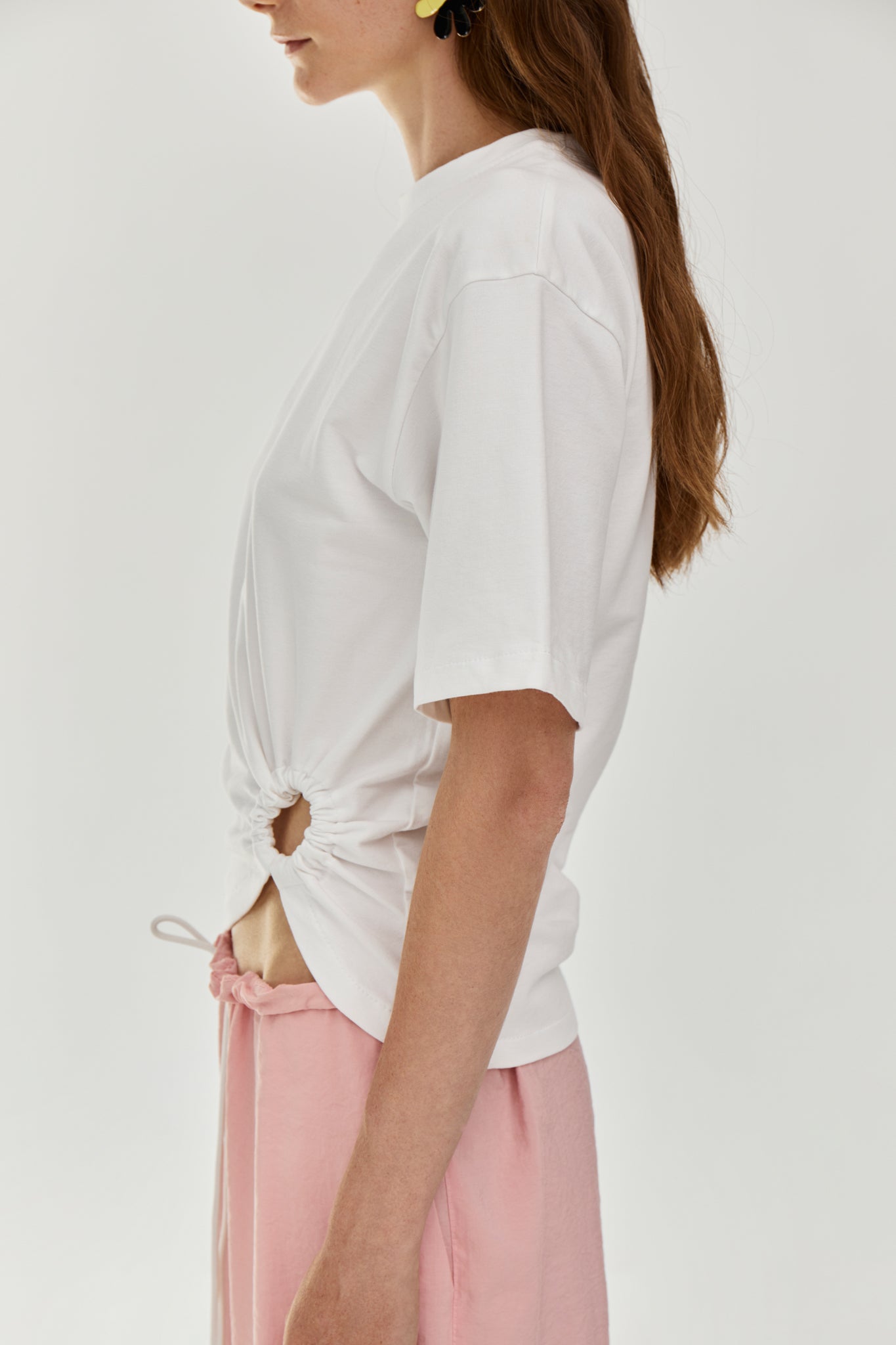 Side-wrap t-shirt in white color from ukrainian brand forma