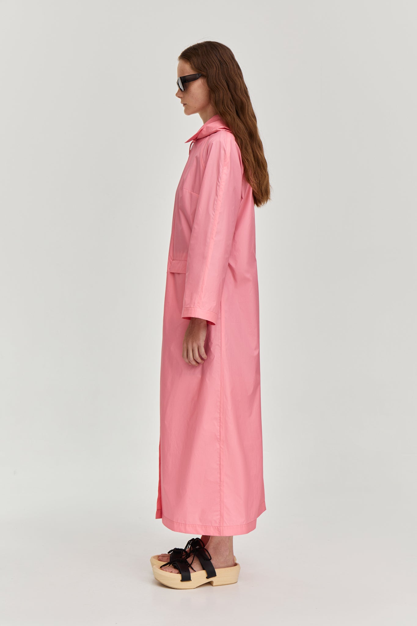 Summer raincoat with removable hood. Made from pink waterproof and breathable fabric. FORMA clothing