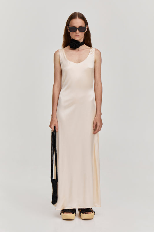 Silky viscose long dress with round neck from FORMA brand