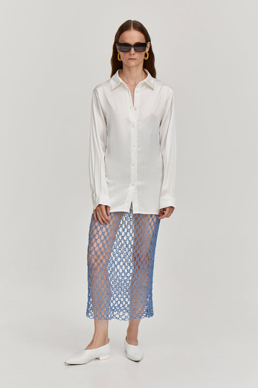 Crochet midi skirt in Blue color from clothing brand FORMA