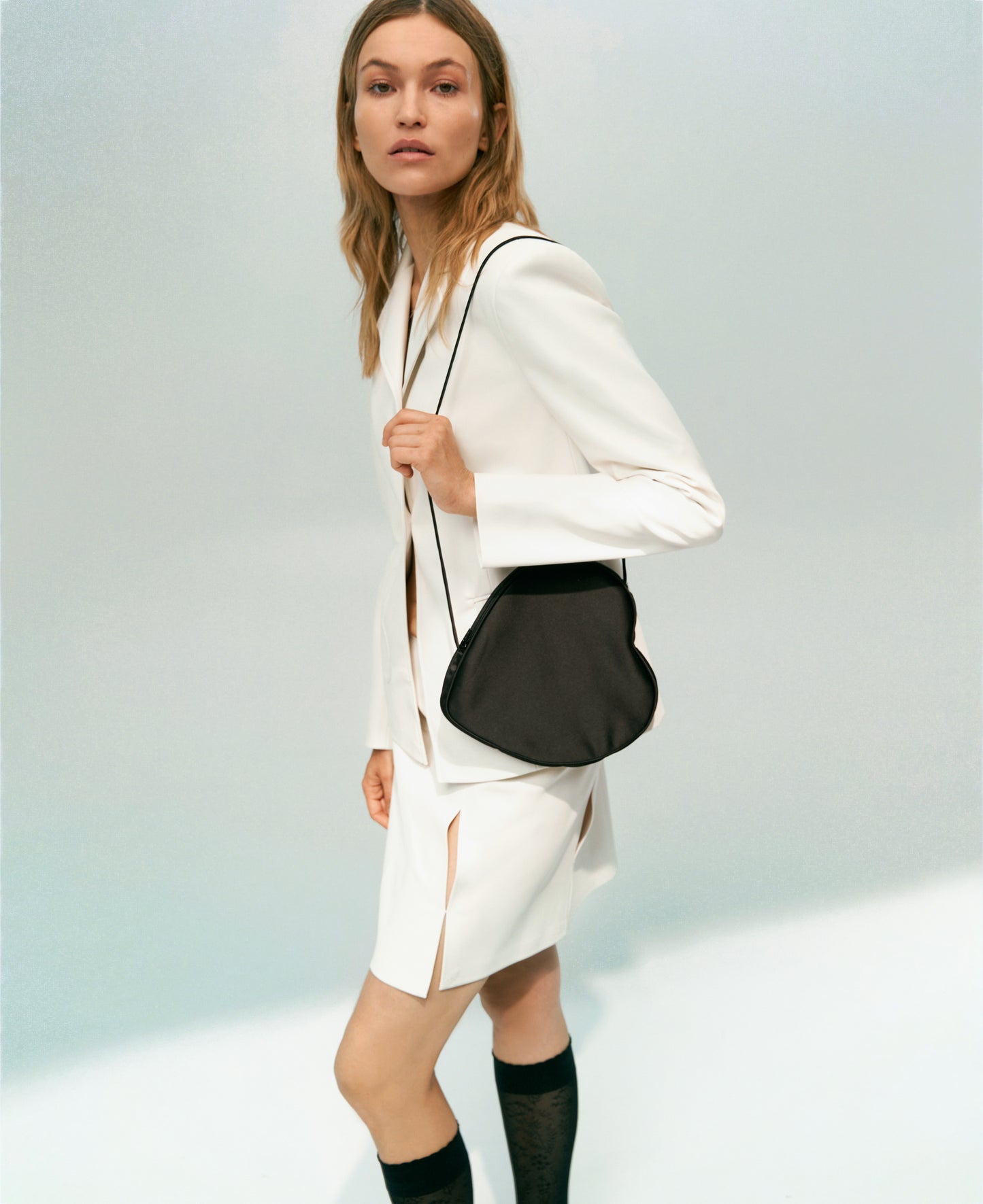 Leather Cut-out Panels Skirt in white color from forma brand. Shop online, leather white skirt. Спідниця з розрізами, біла шкіряна спідниця тренд 2023, бренд ФОРМА