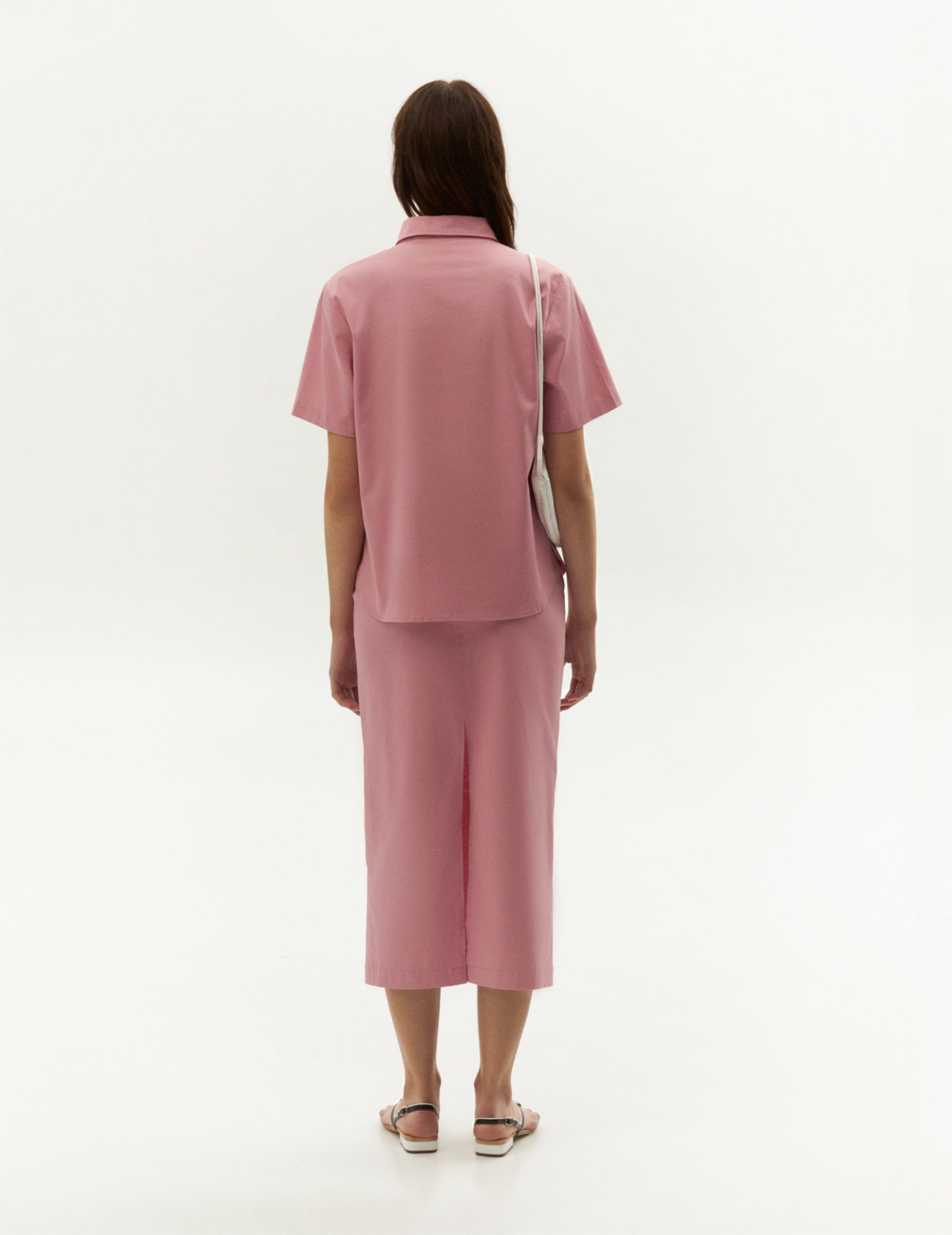 Fashion pink suit from FORMA brand, clothing online. Довга спідниця рожевого кольору із бавовни від бренду ФОРМА 