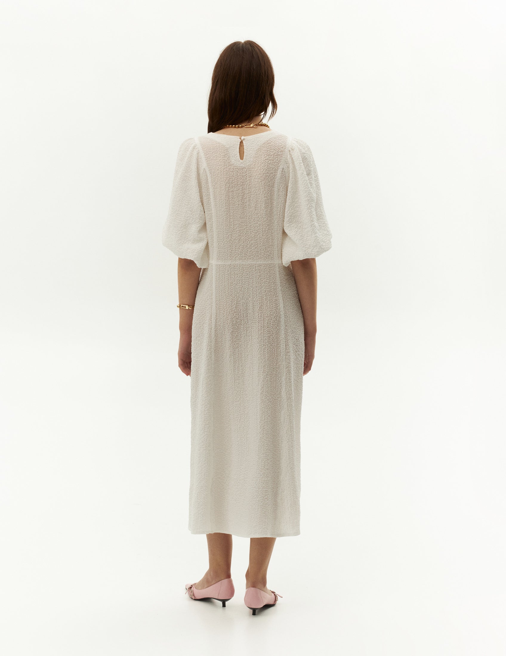 White textured long dress, wedding long white dress, casual wedding dress from FORMA brand