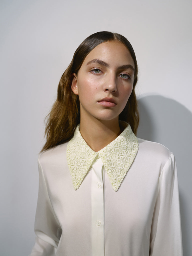 Silk blouse with lace