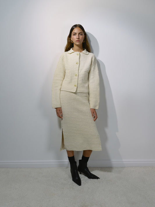 Hand-knitted ivory skirt