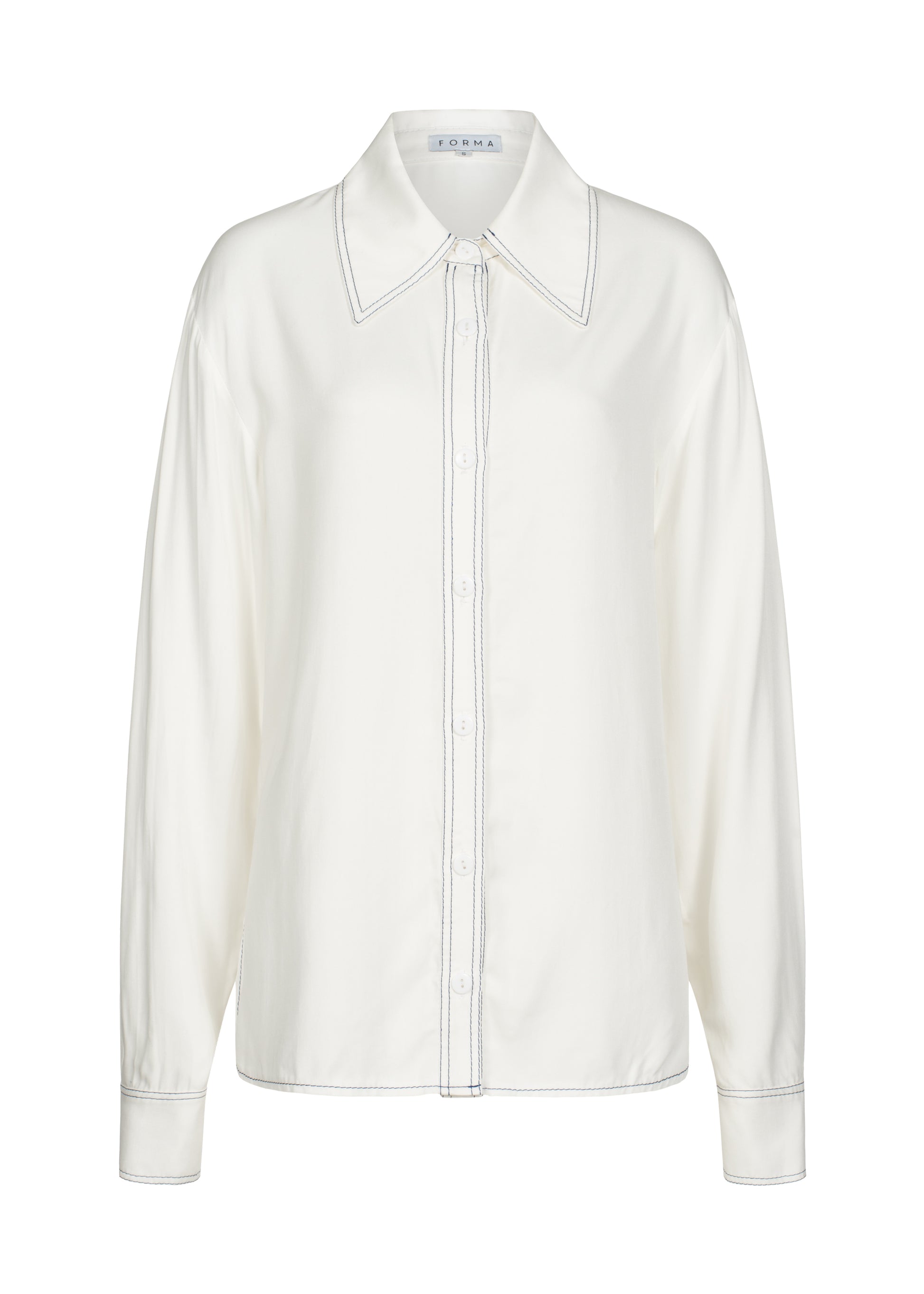 Shirt with a contrast stitching - White. FORMA clothing brand