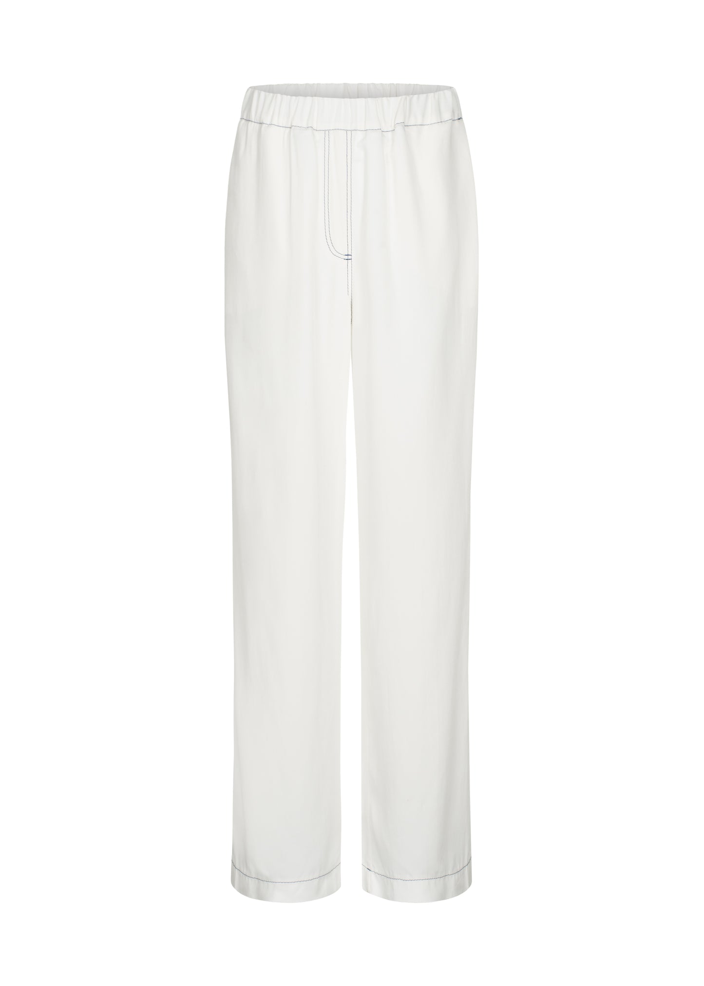 Viscose milky-white contrast-stitch straight trousers from FORMA featuring a mid-rise elasticated waistband