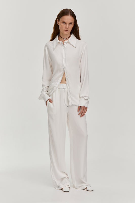 Viscose milky-white suit with contrast-stitch straight trousers and trousers  from FORMA