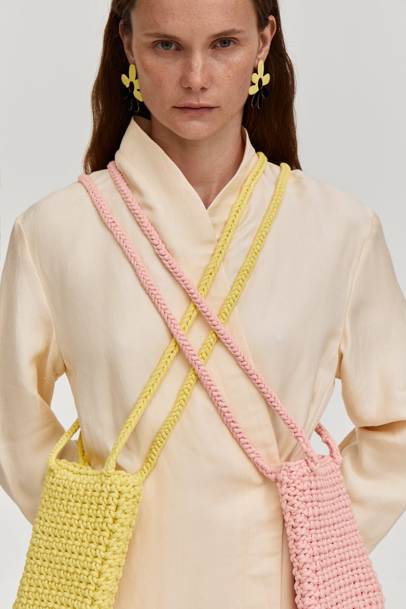 Crochet shoulders bag in Yellow color from Ukrainian brand FORMA